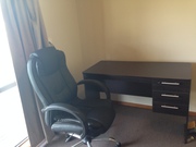 Office desk and leather chair